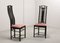 High Back Black Lacquered Dining Chairs with Fabric from Giorgetti, 1980s, Set of 4 8