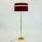 Mid-Century Austrian Brass and Crystal Glass Floor Lamp with Red Velvet Shade 1