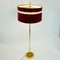 Mid-Century Austrian Brass and Crystal Glass Floor Lamp with Red Velvet Shade 7