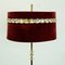 Mid-Century Austrian Brass and Crystal Glass Floor Lamp with Red Velvet Shade 6