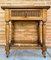 French Walnut Side Table with Drawer, Carved Arches and Column Legs with Wheels, 1890s 1