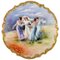 Großer antiker Teller aus handbemaltem Porzellan mit tanzenden Frauen, Limoges, Frankreich 1