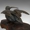 Pájaro decorativo antiguo pequeño de bronce y caoba, década de 1900, Imagen 8
