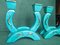 Turquoise Ceramic Candleholders with Gold Vines, 1930s, Set of 2 9