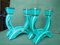 Turquoise Ceramic Candleholders with Gold Vines, 1930s, Set of 2 22