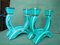 Turquoise Ceramic Candleholders with Gold Vines, 1930s, Set of 2, Image 22