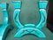 Turquoise Ceramic Candleholders with Gold Vines, 1930s, Set of 2 11