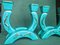 Turquoise Ceramic Candleholders with Gold Vines, 1930s, Set of 2 5