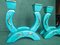 Turquoise Ceramic Candleholders with Gold Vines, 1930s, Set of 2 2