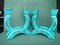 Turquoise Ceramic Candleholders with Gold Vines, 1930s, Set of 2 1