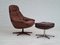 Swivel Armchair and Stool by H. W. Klein for Bramin, 1970s, Set of 2 1