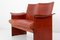 Sofá de dos plazas y silla de cuero coñac oscuro de Tito Agnoli para Matteo Grasse, Italy. Juego de 2, Imagen 15