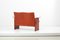 Sofá de dos plazas y silla de cuero coñac oscuro de Tito Agnoli para Matteo Grasse, Italy. Juego de 2, Imagen 5