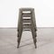French H Metal Cafe Dining Stools in Khaki from Tolix, 1950s, Set of 4, Image 3