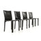 Cab Chairs in Black Leather by Mario Bellini for Cassina, 1970s, Set of 4 3