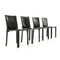 Cab Chairs in Black Leather by Mario Bellini for Cassina, 1970s, Set of 4, Immagine 3