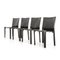 Cab Chairs in Black Leather by Mario Bellini for Cassina, 1970s, Set of 4, Immagine 4