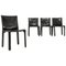 Cab Chairs in Black Leather by Mario Bellini for Cassina, 1970s, Set of 4 1