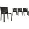 Cab Chairs in Black Leather by Mario Bellini for Cassina, 1970s, Set of 4, Image 1
