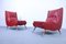 Mid-Century Red Vinyl Lounge Chairs, Set of 2 8