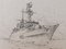 David Hawker, War Ship Tintenzeichnung, 1980er 3
