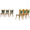 Italian Wooden Dining Chairs with Green Upholstery, 1950, Set of 6 1