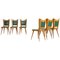 Italian Wooden Dining Chairs with Green Upholstery, 1950, Set of 6 1