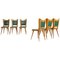 Italian Wooden Dining Chairs with Green Upholstery, 1950, Set of 6, Image 1