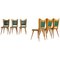 Italienische Esszimmerstühle aus Holz mit grünem Bezug, 1950, 6er Set 1