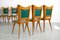 Italian Wooden Dining Chairs with Green Upholstery, 1950, Set of 6 14
