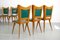Italian Wooden Dining Chairs with Green Upholstery, 1950, Set of 6 14