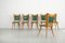 Sedie da pranzo in legno con rivestimento verde, Italia, anni '50, set di 6, Immagine 11