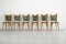 Italian Wooden Dining Chairs with Green Upholstery, 1950, Set of 6 10