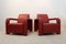 Italian Red Leather Armchairs from Marinelli, Italy, Set of 2 3