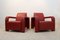 Italian Red Leather Armchairs from Marinelli, Italy, Set of 2, Image 3