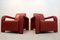 Italian Red Leather Armchairs from Marinelli, Italy, Set of 2, Image 1