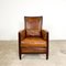 Vintage Sheep Leather Armchair with Mahogany Frame 1