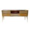 Mid Century Solid Wood and Colored Glass Italian Sideboard, Image 2