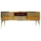 Italienisches Mid Century Sideboard aus Massivholz & Farbglas 1