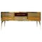 Mid Century Solid Wood and Colored Glass Italian Sideboard, Image 1