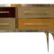 Mid Century Solid Wood and Colored Glass Italian Sideboard 10