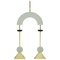 Mid-Century Modern Style White Lacquered Wood and Bronze Pendant Lamps 1