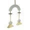 Mid-Century Modern Style White Lacquered Wood and Bronze Pendant Lamps, Set of 2, Image 3