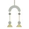 Mid-Century Modern Style White Lacquered Wood and Bronze Pendant Lamps, Set of 2 2