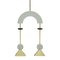 Mid-Century Modern Style White Lacquered Wood and Bronze Pendant Lamps, Set of 2, Image 2