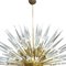 Lustre Mid-Century en Verre Murano et Laiton, Italie 2