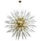 Lustre Mid-Century en Verre Murano et Laiton, Italie 1