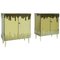 Mid-Century Italian Modern Style Glass and Golden Cabinets, Set of 2 1