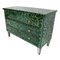 Mid-Century Italian Modern Solid Wood and Green Colored Glass Chest of Drawers, Image 3