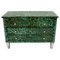 Mid-Century Italian Modern Solid Wood and Green Colored Glass Chest of Drawers 1